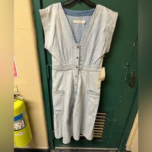 NWT Happy Nature Denim Midi Dress SUPER CUTE and FLATTERING size 12